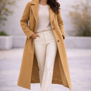 accueil manteau en laine beige clair